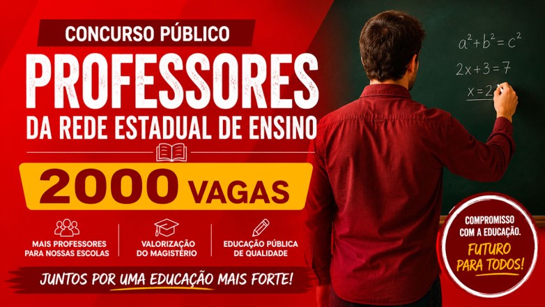 Concurso da Rede Estadual com 2 mil vagas para professores é oficialmente autorizado